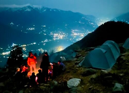 Fire camping at night