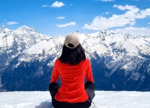 Relaxing in the mesmerizing view in manali