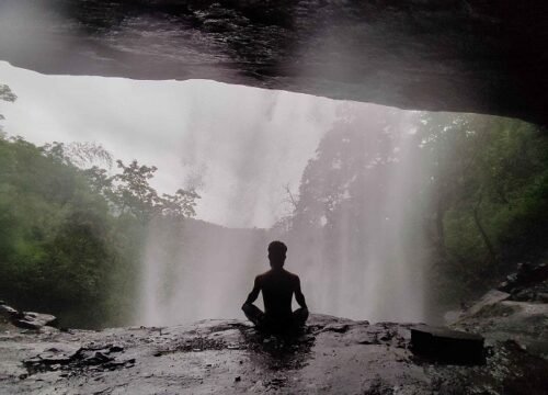 Pandva Caves View with Beautifull Water fall